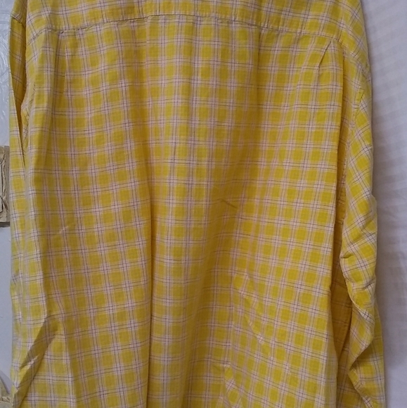 G H BASS & CO Men's Shirt Plaid Yellow White Size L/50 - Picture 2 of 7